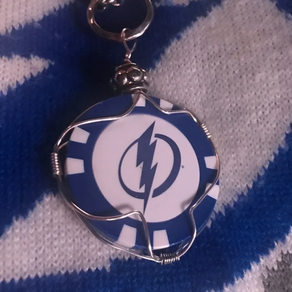 Necklace, Tampa Bay Lightning Pendant, NEW, Handmade